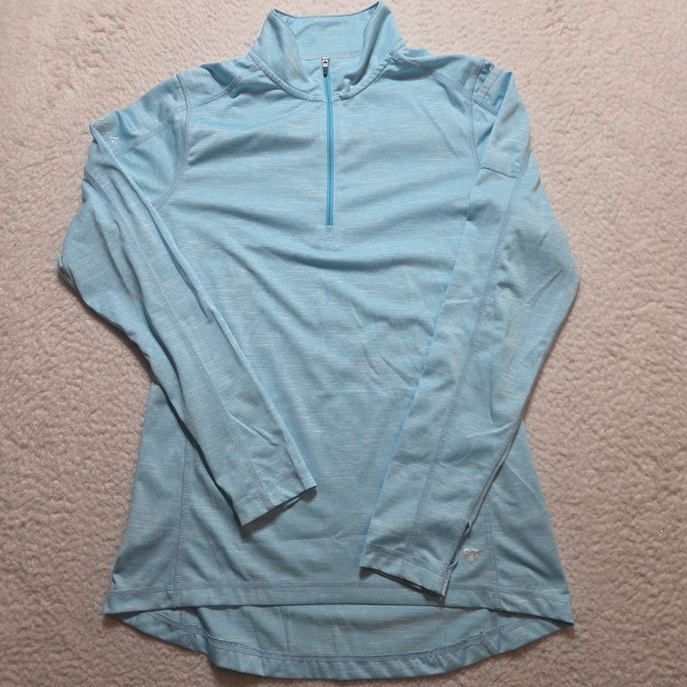 Straight Down Golf Pullover Womens Sleeve Logo 1/4 Zip Fleece Medium Blue
